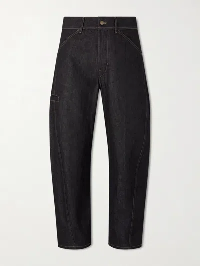 Lemaire Twisted Barrel-leg Belted Organic Jeans In Blue