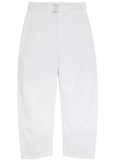 Lemaire Twisted Belted Barrel-leg Jeans In White