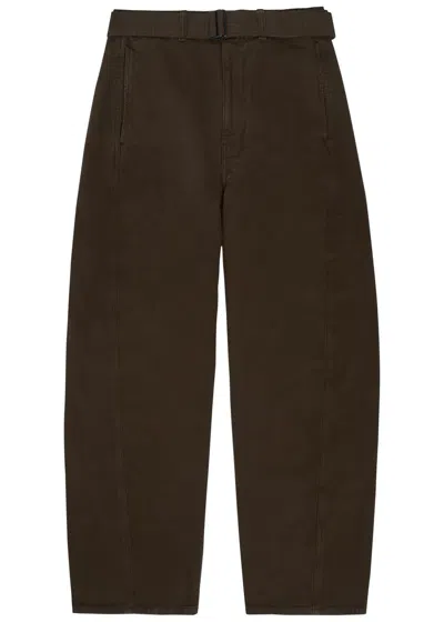 Lemaire Twisted Belted Barrel-leg Jeans In Brown