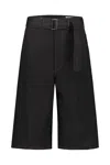 Lemaire Black Twisted Belted Denim Shorts In Black