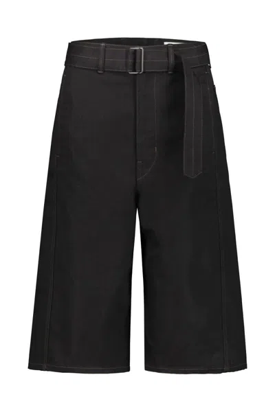 Lemaire Black Twisted Belted Denim Shorts
