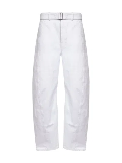 Lemaire Twisted Belted Cotton Jeans In White