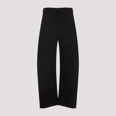 Lemaire Twisted Belted Cotton Pants In Black