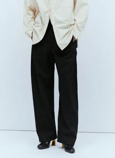 Lemaire Twisted Belted Cotton Pants In Black
