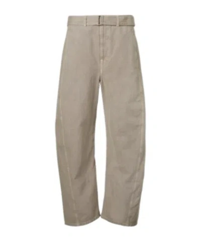 Lemaire Twisted Belted Cotton Twill Pants In Brown