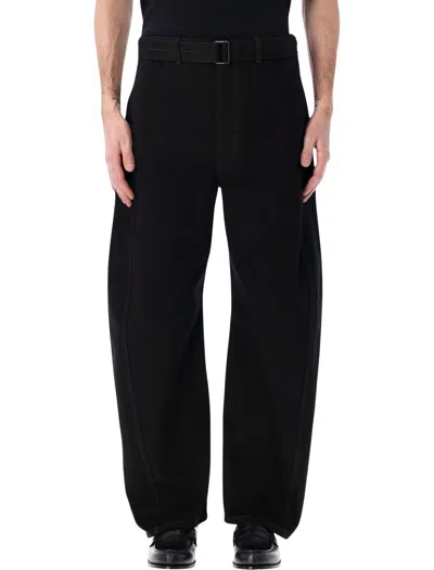 Lemaire Twisted Belted Denim Pants In Nero