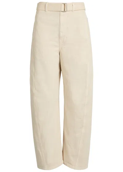 Lemaire Twisted Belted Denim Trousers In Neutral