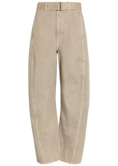 Lemaire Twisted Belted Denim Trousers In Brown