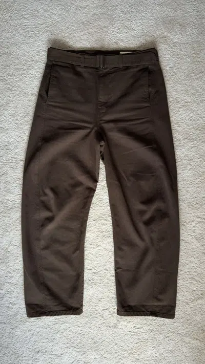 Pre-owned Lemaire Twisted Belted Espresso Denim Pants In Brown