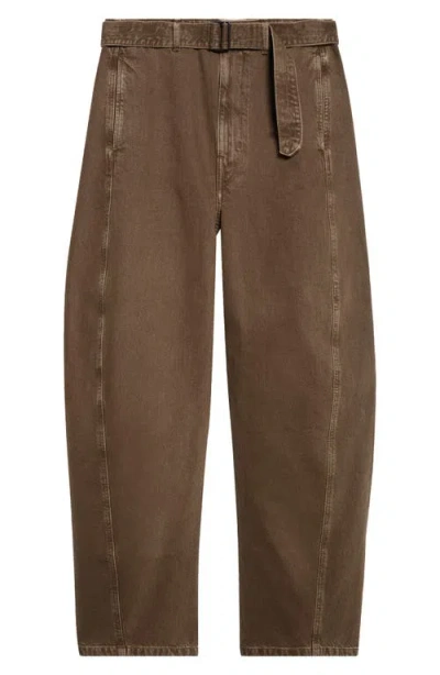 Lemaire Twisted Belted Jeans In Burgundy