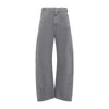 Lemaire Grey Twisted Belted Cotton Jeans In Gray