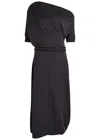 Lemaire Twisted Belted Jersey Midi Dress In Black