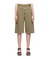 Lemaire Green Twisted Belted Denim Shorts In Multicolor
