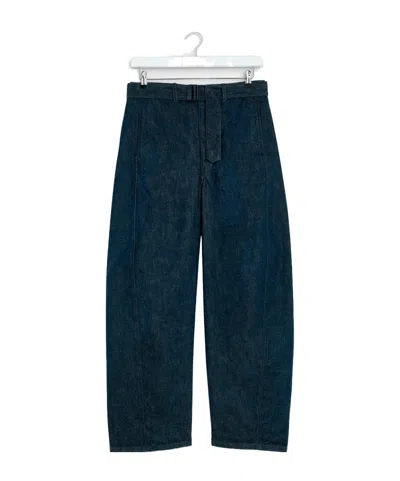 Lemaire Twisted Belted Pants In Blue