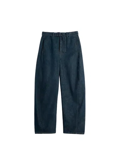 Lemaire Twisted Belted Pants In Blue