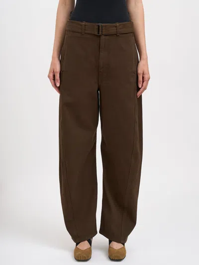 Lemaire Twisted Belted Pants In Brown