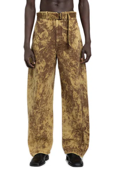 Lemaire Twisted Belted Pants In Brown