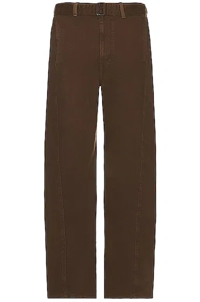 Lemaire Twisted Belted Pants In Dark Brown