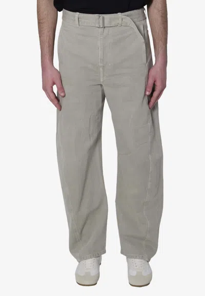 Lemaire Twisted Belted Pants In Gray
