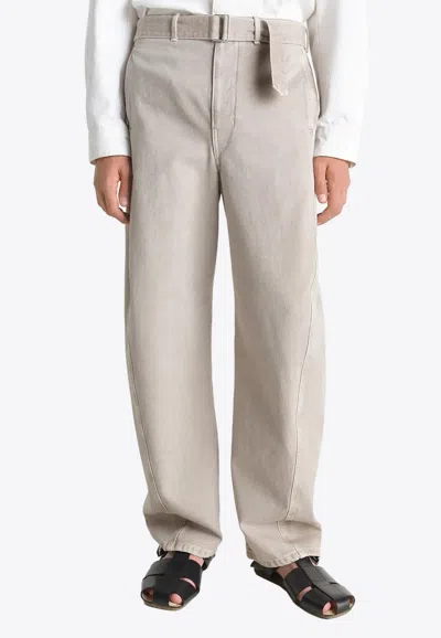 Lemaire Twisted Belted Pants In Gray