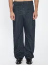 Lemaire Twisted Side Seam Denim Trousers In Blue
