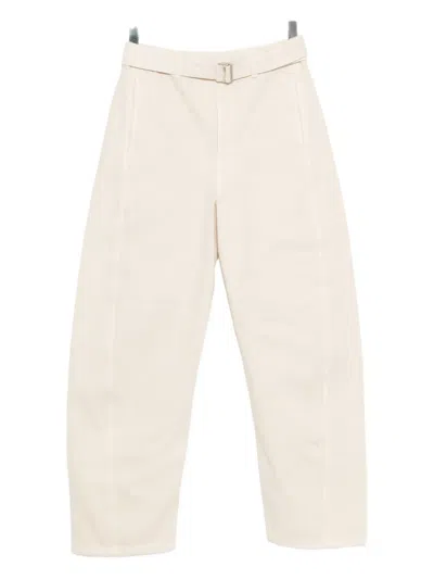 Lemaire Twisted Belted Trousers In Neutral