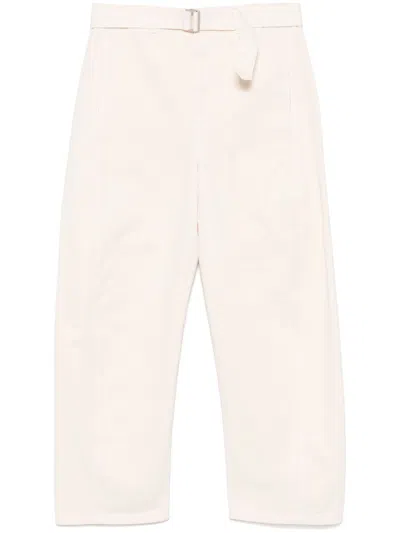 Lemaire Twisted Belted Trousers In Neutrals