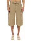 Lemaire Bermuda In Denim Beige  Uomo In Beige