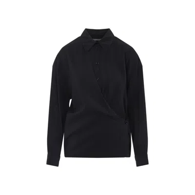 LEMAIRE LEMAIRE TWISTED BLACK SILK SHIRT