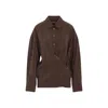 Lemaire Straight Collar Twisted Shirt In Brown