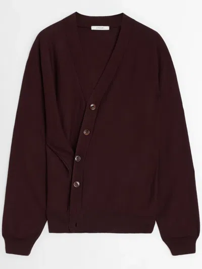 Lemaire Relaxed Twisted Cardigan In Brown