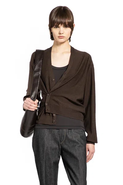 Lemaire Twisted Cardigan In Brown