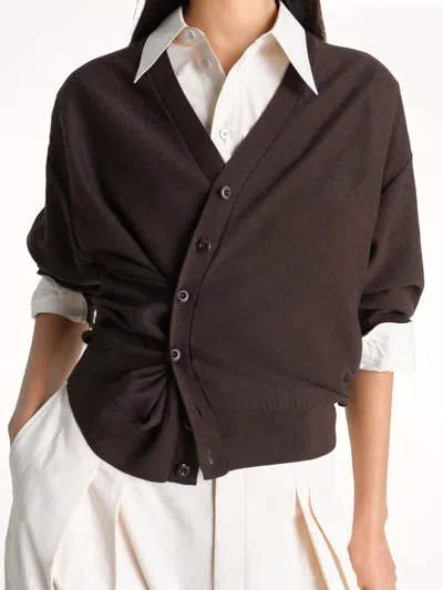 Lemaire Twisted Cardigan In Brown
