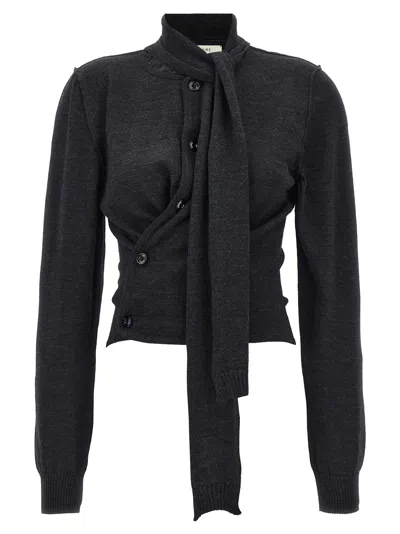 Lemaire Twisted Cardigan In Gray
