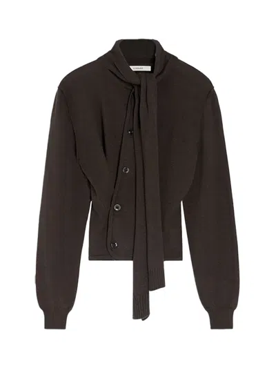 LEMAIRE LEMAIRE TWISTED CARDIGAN WITH SCAR DARK CACAO