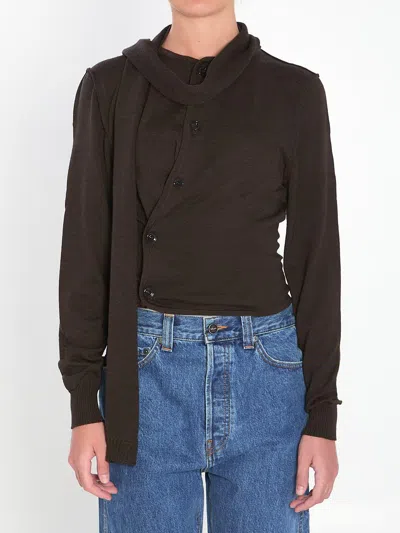 Lemaire Twisted Cardigan With Scarf In Brown