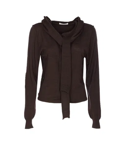 Lemaire Twisted Cardigan With Scarf In Black