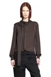 Lemaire Knitwear With Attached Scarf And Button Detail In Brown