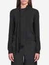 Lemaire Twisted Cardigan With Scarf In Gray