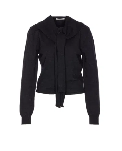 Lemaire Twisted Cardigan With Scarf In Brown
