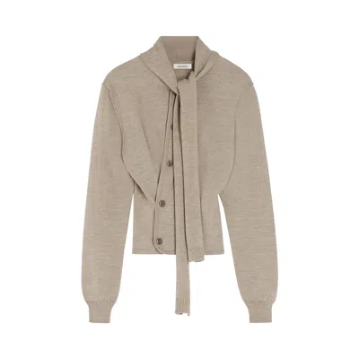 Pre-owned Lemaire Twisted Cardigan With Scarf 'light Taupe' | Brown | Women's Size Xs