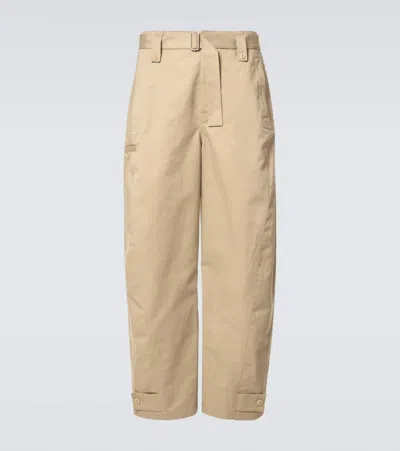 Lemaire Twisted Cotton And Linen Twill Pants In Beige