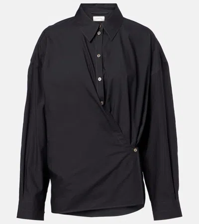 Lemaire Twisted Cotton And Silk Shirt In Black