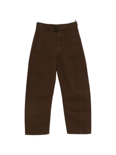 Lemaire Twisted Cotton Jeans In Brown