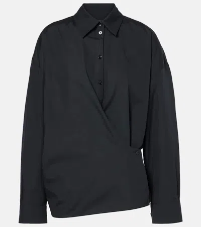 Lemaire Twisted Cotton Shirt In Blue