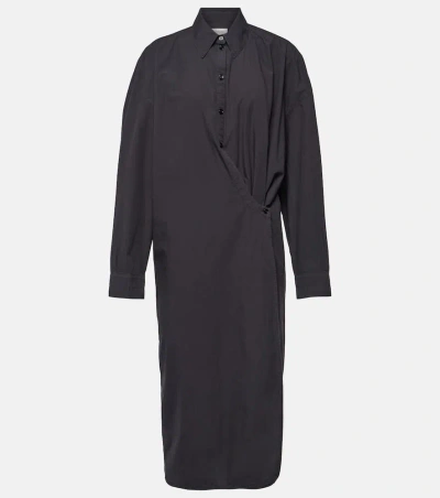 Lemaire Twisted Cotton Shirt Dress In Blue