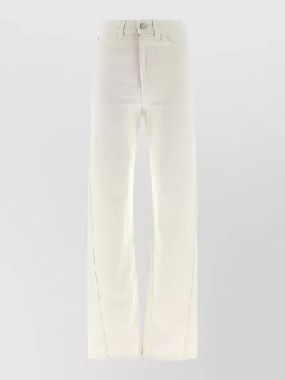 Lemaire Twisted Cut Trousers Belt Loops And Pockets In White