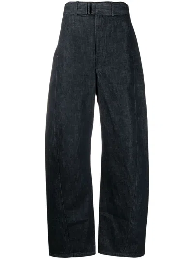 Lemaire Unisex Twisted Belted Pants In Bl760 Denim Indigo