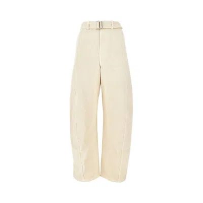Lemaire 'twisted' Denim Pants With Belt In Neutral