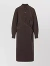 Lemaire Twisted Dress With Straight Collar And Buttons In Burgundy